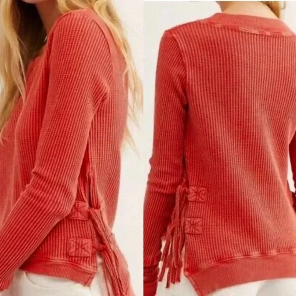 Free People FP One Cropped Interlaken Top in Red - Picture 3 of 9